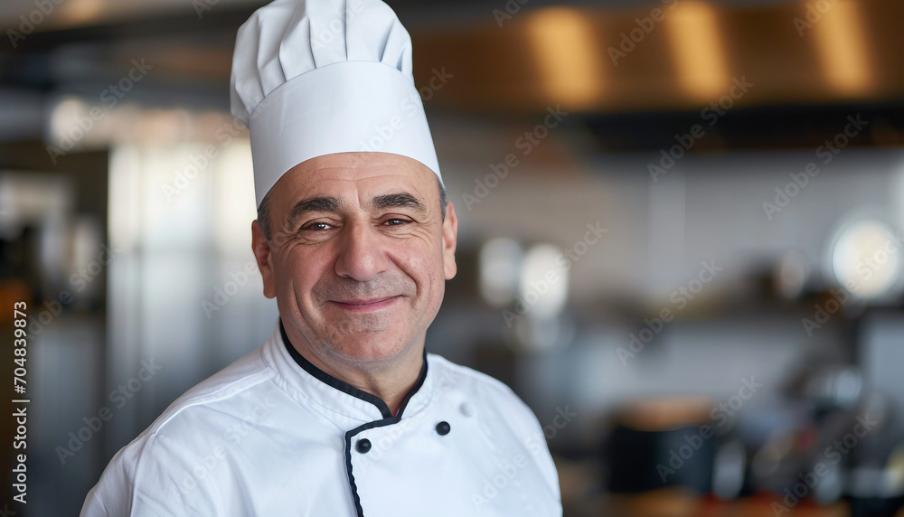 Smiling 55 year old chef, headshot portrait