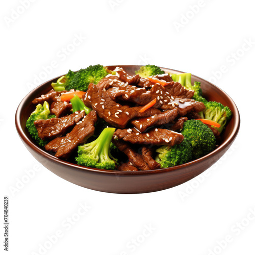 Tender beef strips and broccoli in a savory stir-fry sauce Transparent Background Png Image