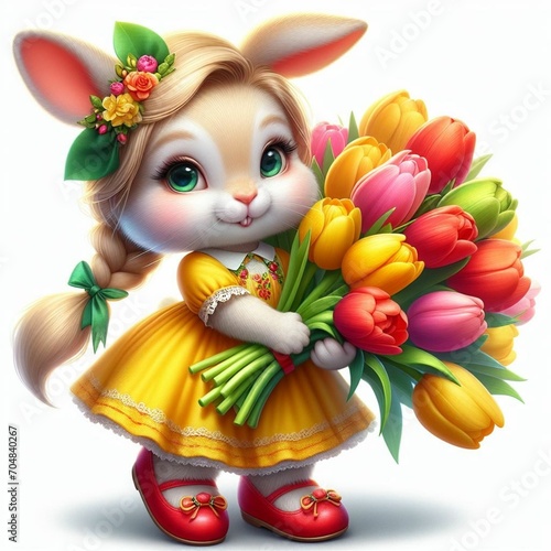  bunny with flowers © Olga