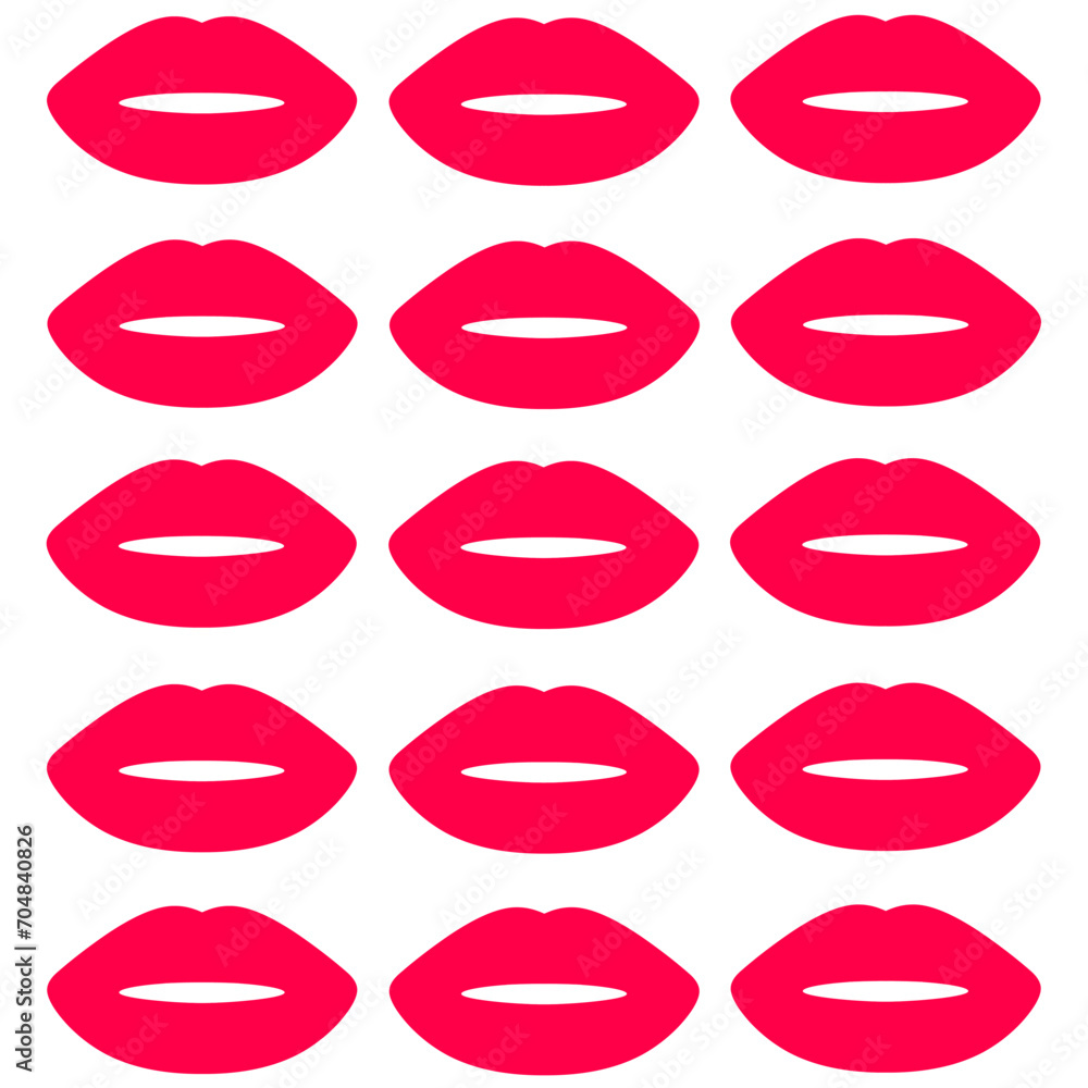 Red lips on white background. The sexy lips pattern fills the screen, perfect for wallpapers, posters and love signs. Red lips on white background. The sexy lips pattern fills the screen, perfect for wallpapers, posters and love signs.