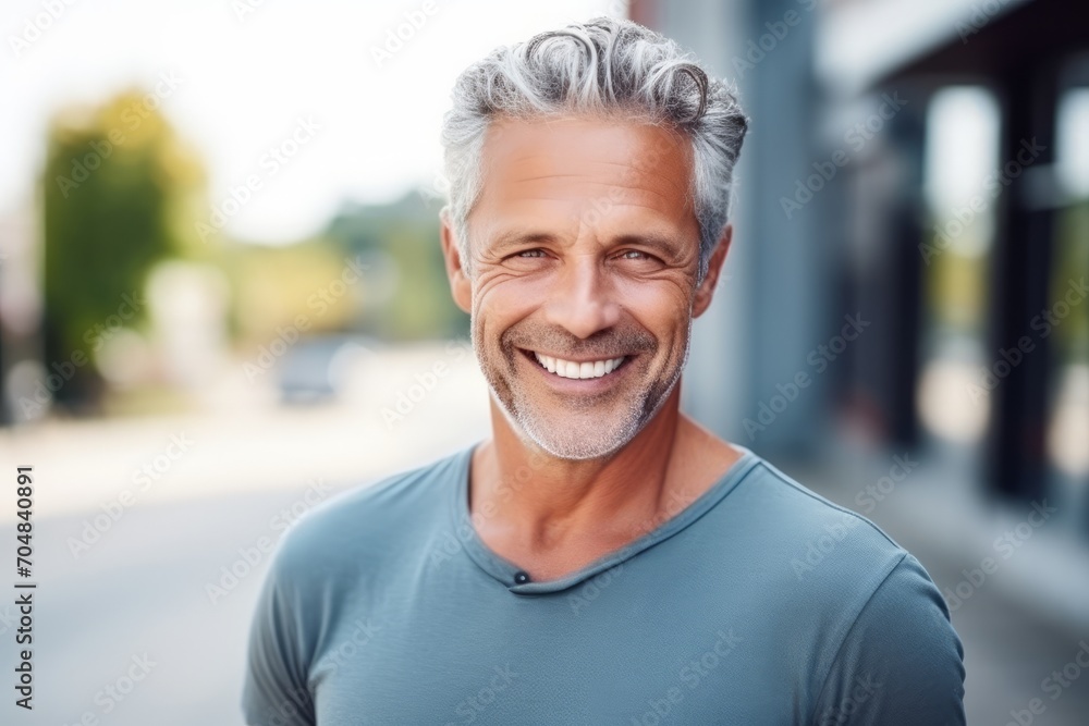 Portrait of a handsome middle-aged man smiling at the camera Portrait of a handsome middle-aged man smiling at the camera
