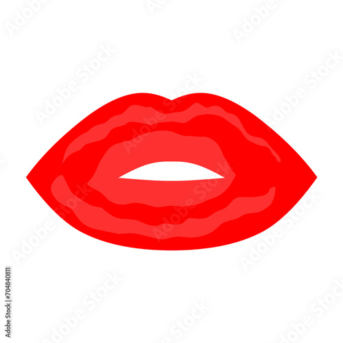 Vector female red lips. Sexy and bold lips on white background. Great lip sign for kiss and love logo.