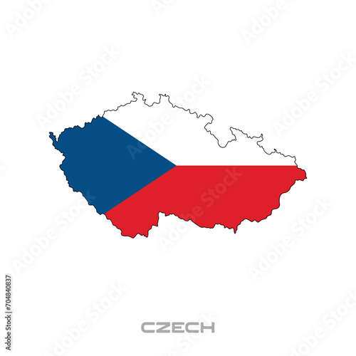 Vector illustration of the flag of Czech with black contours on a white background