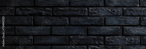 gloomy background. black brick wall made of dark stone texture. Abstract black brick wall texture