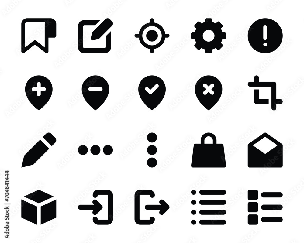 Glyph icons set for User interface. Glyph icons set for User interface.