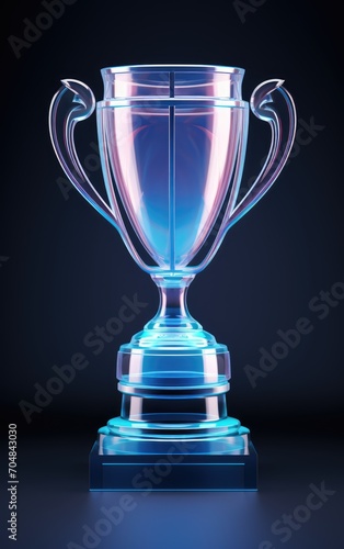 Glass trophy with highlights and shadow on a white background.Glass trophy, template, blank