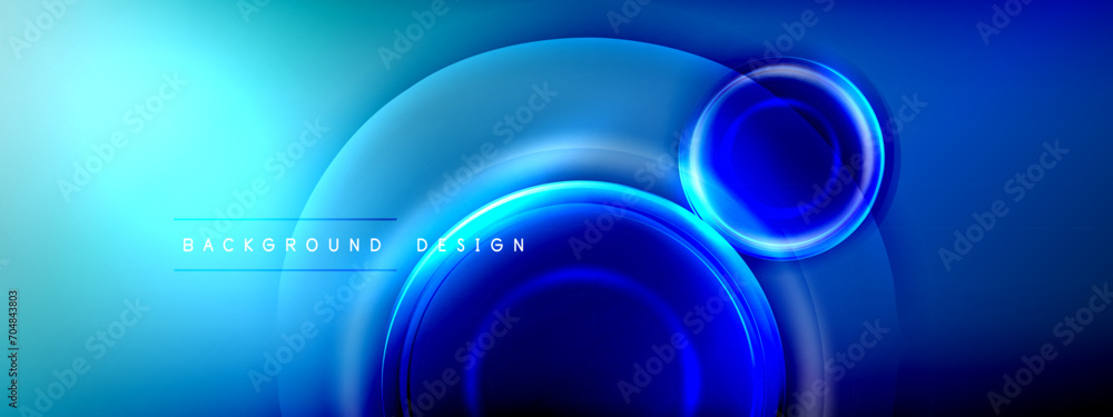 Circles lines and bubbles on bright glowing effect gradient with light and shadow effects. Dynamic interplay of light, shadow and depth. Futuristic and rhythmic technology design