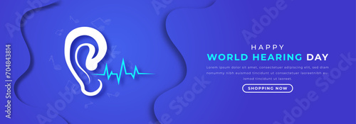 World Hearing Day Paper cut style Vector Design Illustration for Background, Poster, Banner, Advertising, Greeting Card