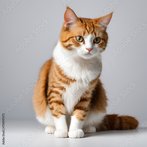 A dark red tabby cat with large white spots, Spotted Cat Isolation, Cat with Bold Markings,