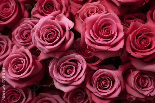 Close up of bouquets of pink rose flowers
