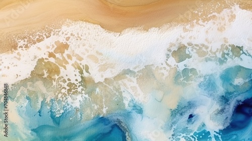 Abstraction, texture for background or wallpaper, blue ocean and yellow sandy coast
