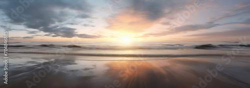 Dawn's First Light: Reflective Beach Sunrise 