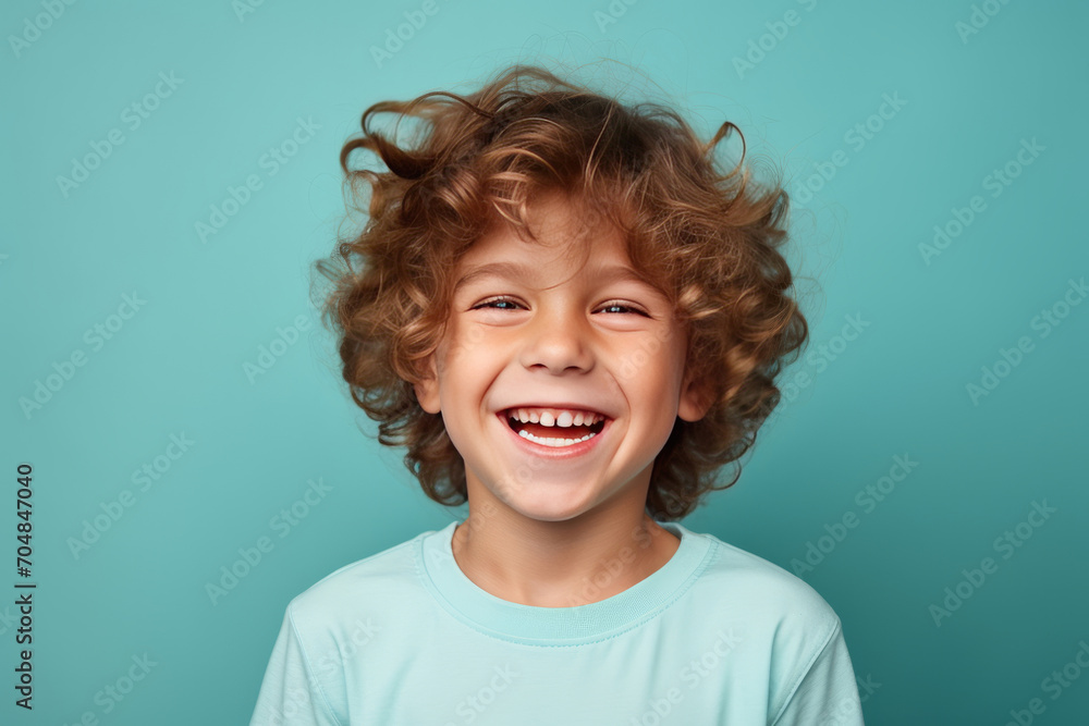 Caucasian smiling boy studio portrait, simple background. AI gen Caucasian smiling boy studio portrait, simple background. AI gen