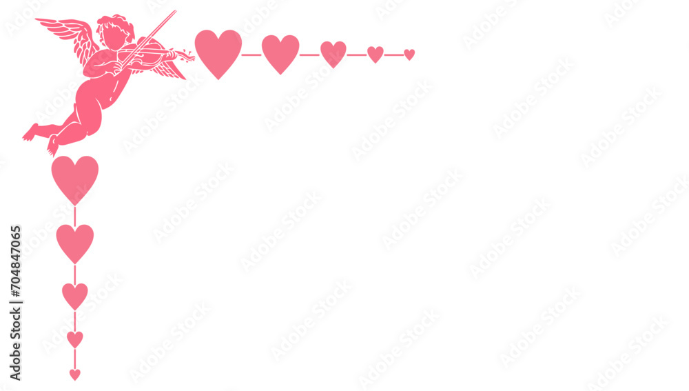 cupid loves angel background card banner frame card for valentine and wedding, pink heart love Paper cut decorations for Valentine's day border or frame design