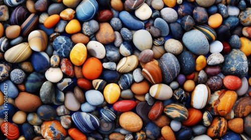 Multicolored background with polished sea, ocean stones, bright textured