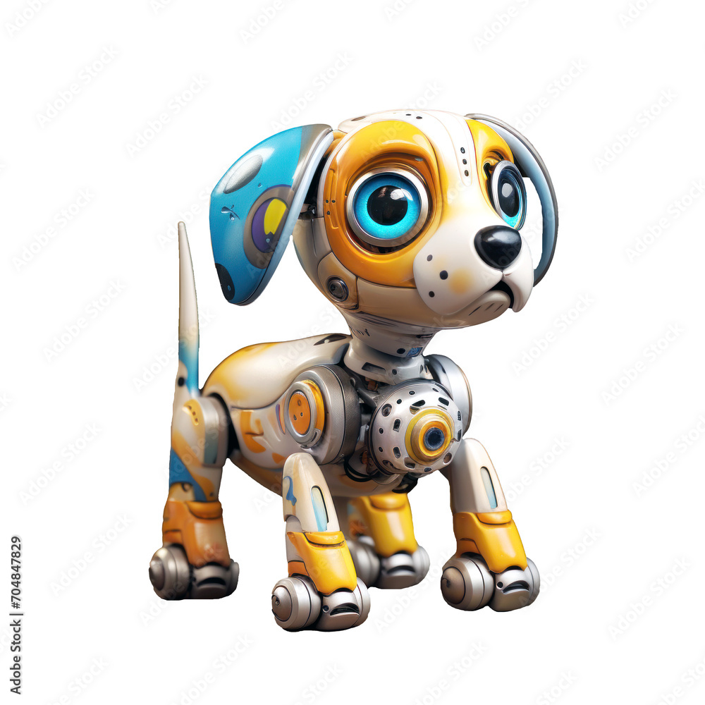 Naklejka premium Robotic dog futuristic illustration. Cartoon electronic pet, robot puppy, modern kids toy isolated design element. Digital technology, robotics and automation, innovation and artificial intelligence