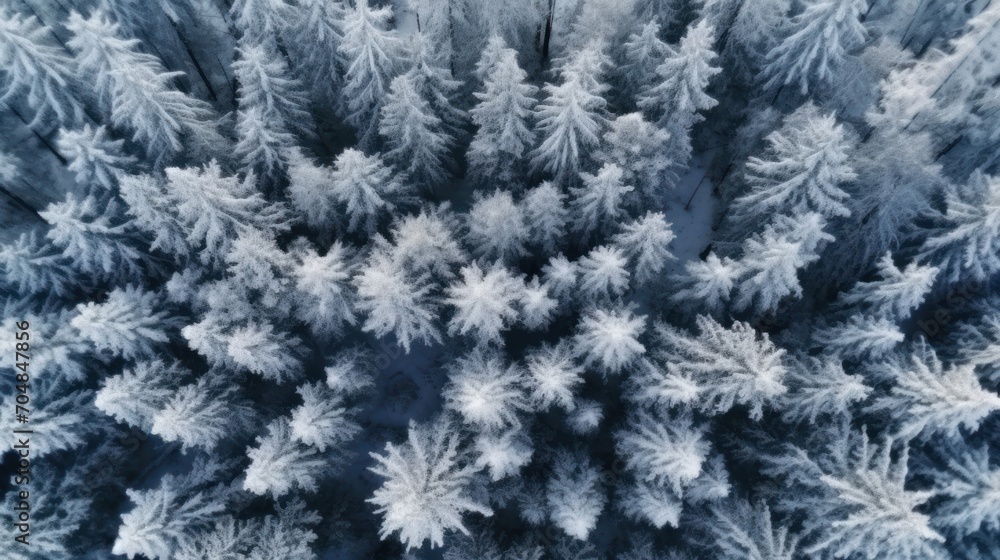 View of snow-covered trees, beautiful winter, background, winter landscape