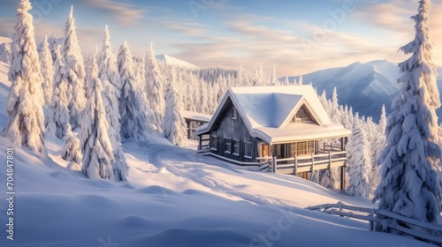 A house in the mountains, a beautiful winter landscape © Svitlana