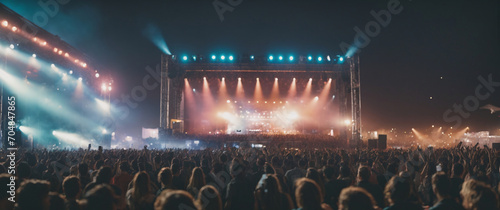 Rock concert at night in a big stadium photo