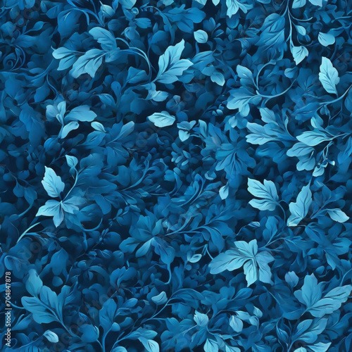 blue background with a pattern of leaves Generative AI