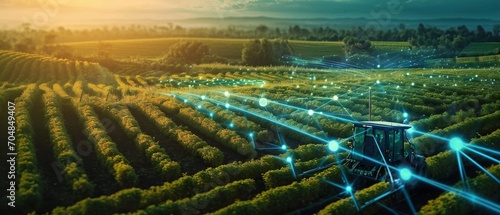 digital farming. agriculture in industry with artificial intelligence and machine. photo