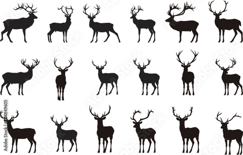 Set of Reindeer Silhouette Collections