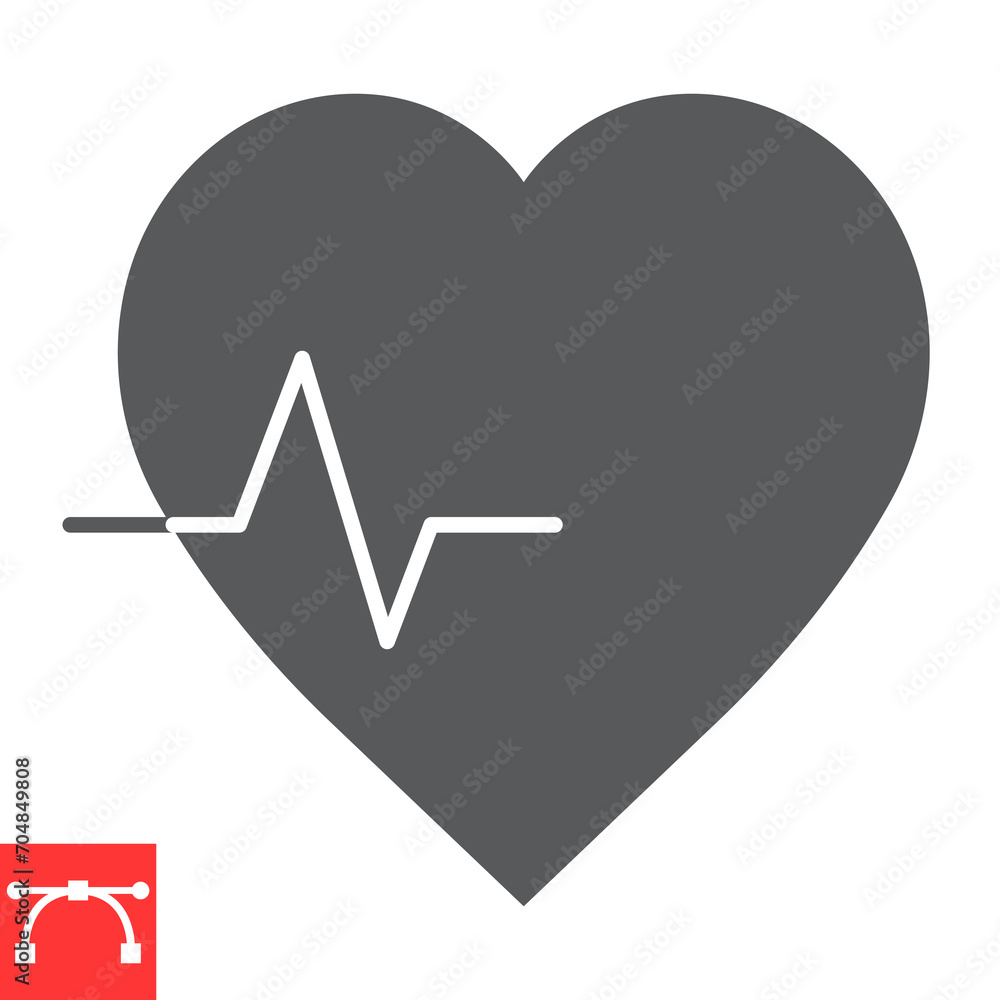 Heartbeat glyph icon, fitness and healthy, cardiac rhythm vector icon, vector graphics, editable stroke solid sign, eps 10. Heartbeat glyph icon, fitness and healthy, cardiac rhythm vector icon, vector graphics, editable stroke solid sign, eps 10.