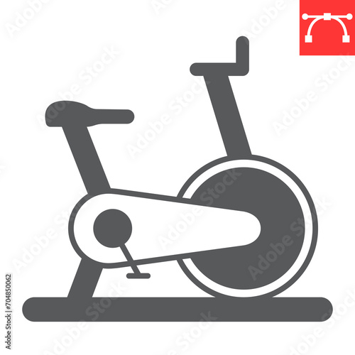 Exercise bike glyph icon, fitness and sport, velosimulator vector icon, vector graphics, editable stroke solid sign, eps 10. photo
