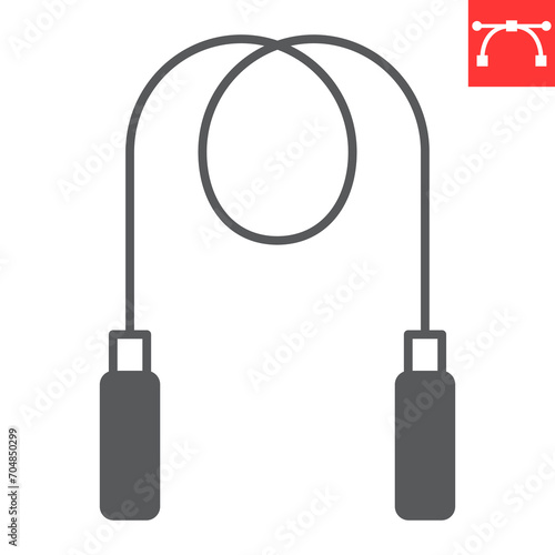Jumping rope glyph icon, sport and fitness, skipping rope vector icon, vector graphics, editable stroke solid sign, eps 10.