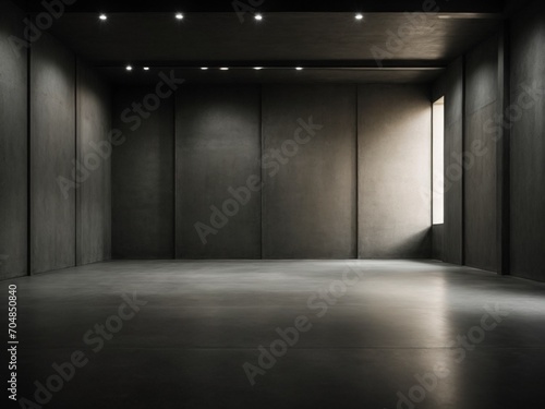 Abstract dark empty concrete interior room, interior wall, wallpaper and background, for product ads © Sompadith