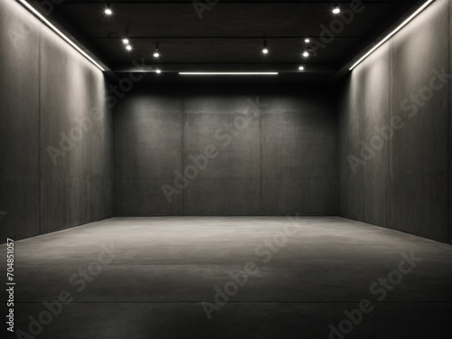 Abstract dark empty concrete interior room, interior wall, wallpaper and background, for product ads © Sompadith