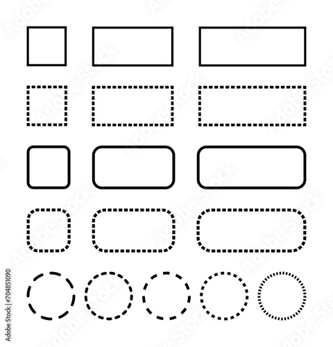 Rectangle and cricle shape solid and dot outline background.