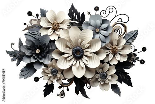 An illustration of a black and white or coloring mandala. Cosmic flower of life. The idea for a tattoo isolated on PNG Background. Generative Ai.