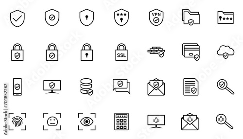 Cyber Security Line Art SVG Icons Set