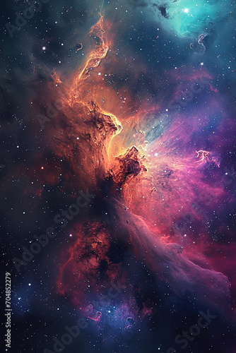 A Wallpaper of vast and radiant nebula in the Space. Universe