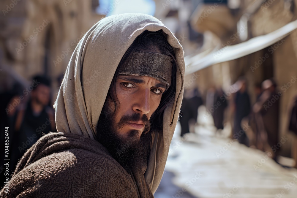 Man in the streets of Jerusalem. Bible Man in the streets of Jerusalem. Bible