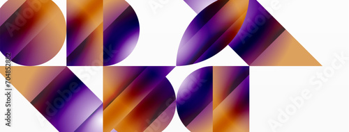 Serene gradient template. Circles and triangles mingle in minimalist perfection. Gentle fusion of forms and hues creates balanced yet captivating backdrop, embodying modern sophistication
