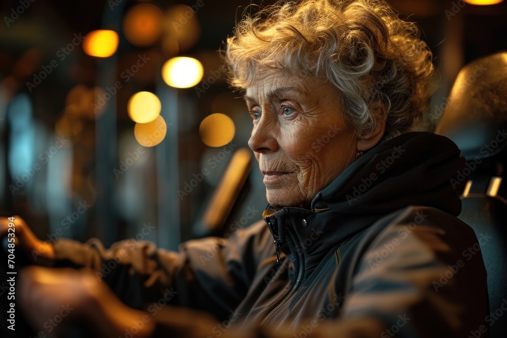 A photo of an elderly person doing strength training at the gym, showcasing their dedication and physical fitness