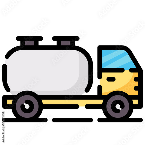 fuel truck filled outline vector icon
