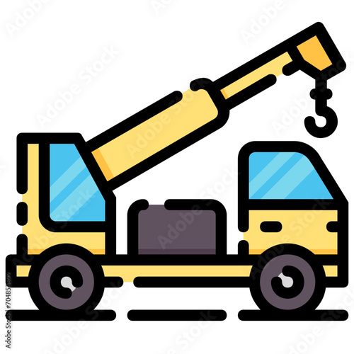 crane truck filled outline vector icon