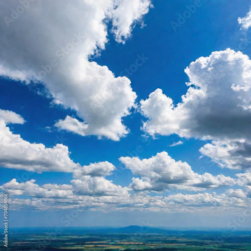 Blue sky full of clouds and sunshine background © StellarK