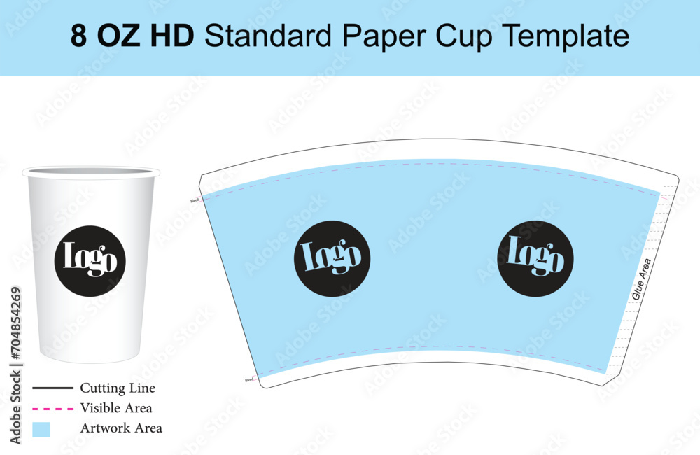 8 ounce single wall paper cup template