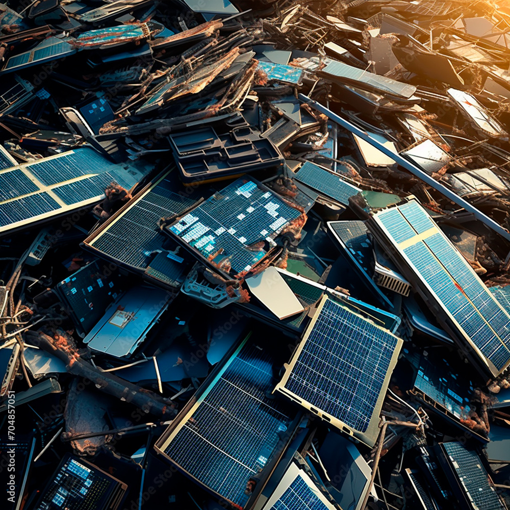 lots of appliances, telephones, computers, televisions, solar panels, technology to be recycled