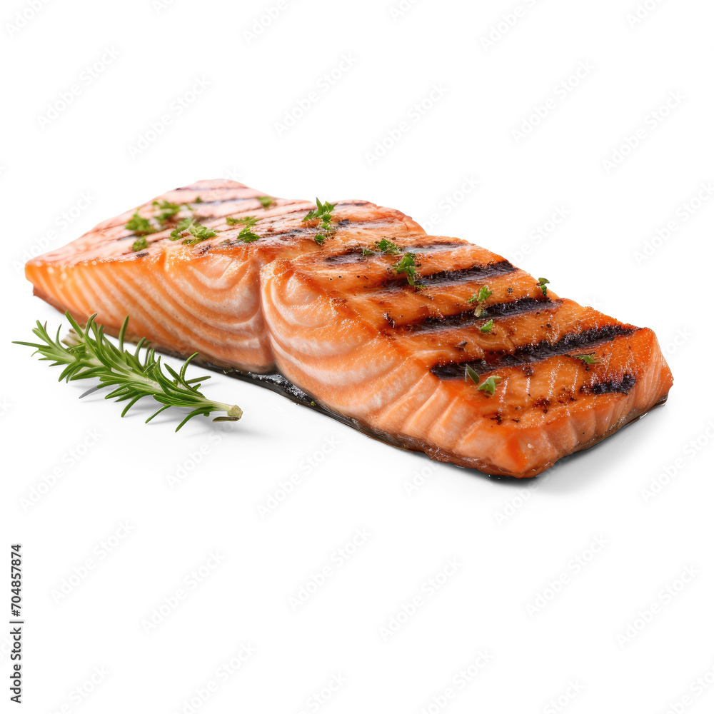 Salmon grilled roast steak isolate on transparency background png 