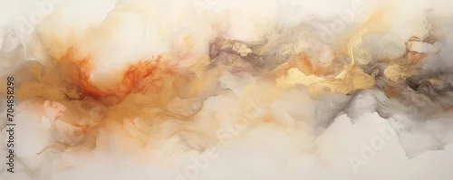 Panel kuchenny z motywem Background with fluid art texture. Backdrop with abstract mixing paint effect. Liquid acrylic artwork that flows and splashes. Mixed paints for interior poster. Orange, gold and beige colors