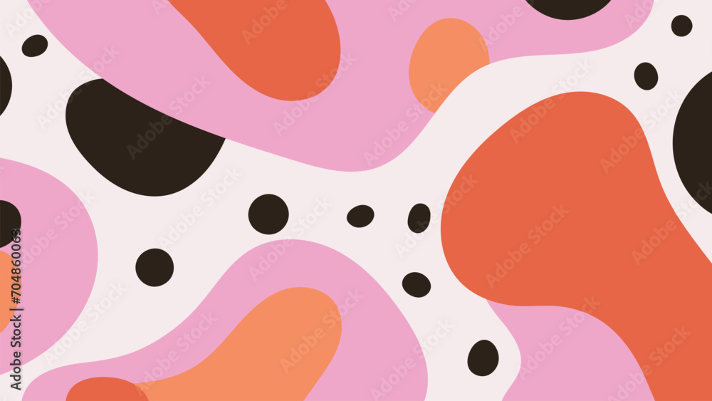 Colorful modern hand drawn abstract pattern with liquid organic shapes. Trendy aesthetic composition. Creative college in naive style
