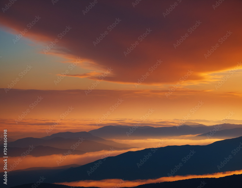 sunset over the mountains, abstract wallpapers
