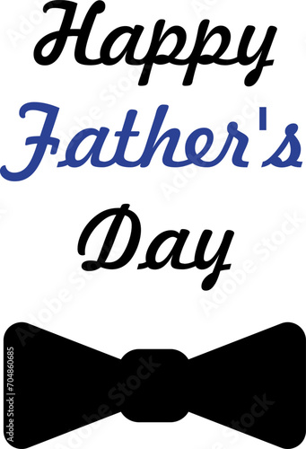 Happy Father's Day, vector greeting card. Black bow tie and the inscription Happy Father's Day on a white background.