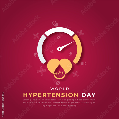World Hypertension Day Paper cut style Vector Design Illustration for Background, Poster, Banner, Advertising, Greeting Card