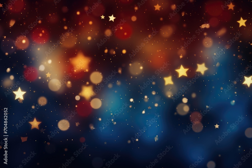 Abstract star bokeh background. Glittering shine lights. Christmas decorations, xmas holiday festival backdrop